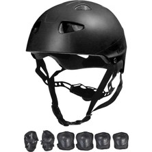 Premini Siyah Çocuk Spor Koruyucu Kask ve Dizlik Seti, Güvenle Hareket!