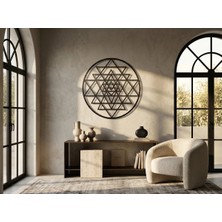 Mova Dizayn Modern Metal Sri Yantra Mandala Duvar Tablosu Yuvarlak Geometrik Salon Ofis Duvar Dekoru