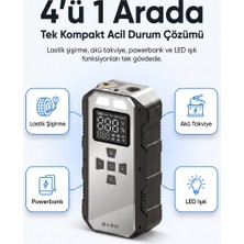 S-Link AKT2027 Gümüş 8000MAH 150 Psi 4 In1 Powerbank+ LED Işık Lastik Sisirme ve Akü Takviye Cihazı