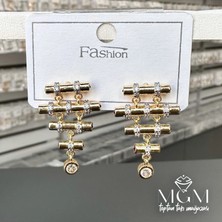 Eco Port /rodyum Zirkon Taşlı Pirinç Küpeler - KP00118