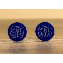 Hediye Shop 3 Harf Monogram Yazılı Gümüş Kaplama ve Pleksi Kol Düğmesi