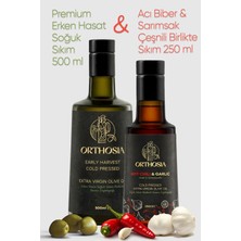 Orthosia Premium Memecik Erken Hasat Soğuk Sıkım Natürel Sızma Zeytinyağı 500 ml & Acı& Sarımsak Çeşnili Soğuk Sıkım Natürel Sızma Zeytinyağı 250 ml 2'li Avantaj Paketi
