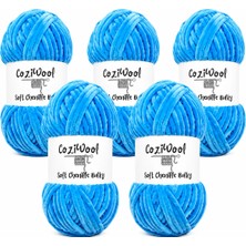 Kadife El Örgü Ipliği Soft Chenille Bulky 5'li Paket, 5X100 Gr. 120 Mt. %100 Mikro Polyester