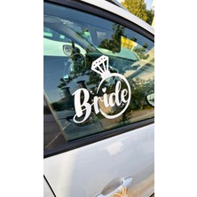 Mıgnatıs "Bride & Groom" Yazılı Gelin Damat Araba Cam Stickerı - Düğün Arabası Süslemesi - Gelin Damat Yazılı Çıkartma 20CM