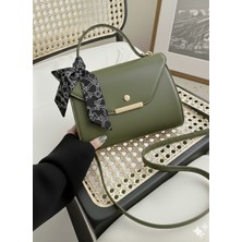 METEBAGS Suni Deri Fular Detaylı El & Omuz Çantası Orta Boy Kadın Kullanımı Için Şık Tasarım
