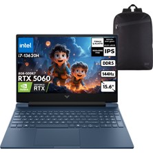 Hp Victus 15-FA2038NT I7-13620H 40-Gbddr5 4 Tbssd RTX5060 (8gb-Gddr7) 15.6" 144Hz IPS Fhd Freedos + Qb Sırt Çantası C39D5EAQB15