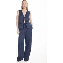Ted Baker Lacivert Kadın Çizgili Pantolon TBWRTR2003-2