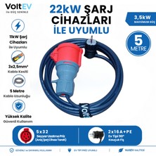 VoltEV 22kW Elektrikli Araç Şarj Cihazı için 5 Metre Ev Tipi Fişli Dönüştürücü Adaptör