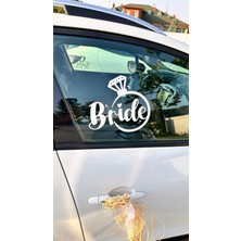 New Jargon "Bride & Groom" Yazılı Gelin Damat Araba Cam Stickerı - Düğün Arabası Süslemesi - Gelin Damat Yazılı Çıkartma 20CM
