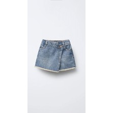 Kız Çocuk Denim Şort Etek Mavi