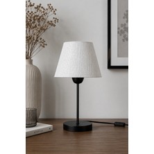 Eslight Modern Spor Tarz Siyah Ayak Masa Lambası Hasır Beyaz Abajur L34