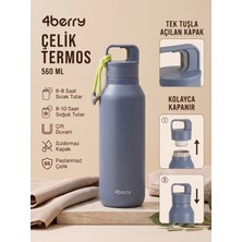 4Berry Çelik Termos 560 ml Paslanmaz Çelik Çift Duvarlı Sızdırmaz Kapaklı Askılı Taşınabilir Sıcak Soğuk Termos