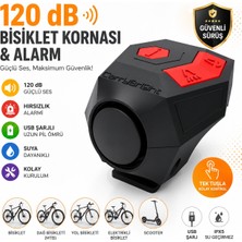 🚴hpytech 120 Db USB Şarjlı Bisiklet Kornası ve Hırsızlık Alarmı