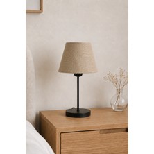 Eslight Modern Spor Tarz Siyah Ayak Masa Lambası Koyu Bej Abajur L37