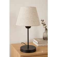 Eslight Modern Spor Tarz Siyah Ayak Masa Lambası Bej Kırçıllı Abajur L36