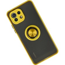 Aslanoğlu Store Xiaomi Mi 11 Lite Kılıf Montreal Yüzüklü Silikon Kapak - Sarı