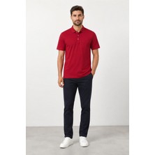 Sabri Özel  Polo Yaka Erkek Merserize T-Shırt SM24SW23001-KIRMIZI