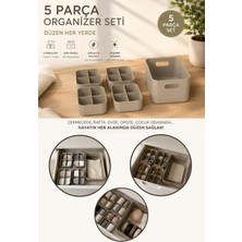 Okyanus Home  5 Parçalı Çok Amaçlı Bölmeli Organizer Seti - Vizon