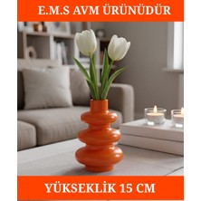 E.M.S Turuncu Renk Bubble Vazo Modern Saksı Dekoratif Vazo Saksı 15 x 10 Cm.
