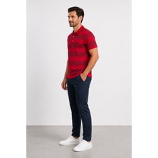 Sabri Özel Polo Yaka Erkek Merserize Cepli  T-Shırt SM24SW23006-BORDO