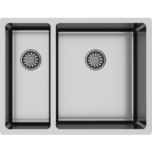 Hafele NOVARA06 Eviye 580X440 mm Paslanmaz Çelik Fırçalı Sol