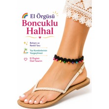 Neholia El Örgüsü Halhal Kadın Ayak Bilekliği Boncuklu Inci Renkli Gelinlik Detaylı Bohem Yazlık Ayarlanabilir Halhal