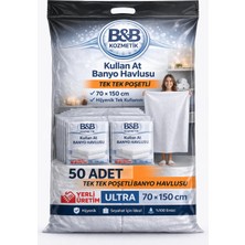 BB Kozmetik Tek Kullanımlık Banyo Havlusu Kullan At Tek Tek Poşetli Kişiye Özel 50 Adet 70 x 150 cm