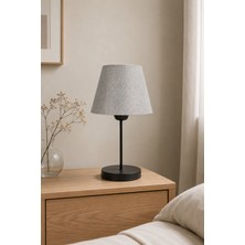 Eslight Modern Spor Tarz Siyah Ayak Masa Lambası Açık Gri Abajur L39