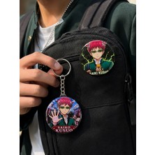 Fynbos Saiki Kusuo 2'li Rozet ve Şişe Açacaklı Anahtarlık Seti 44 mm Anime Aksesuar