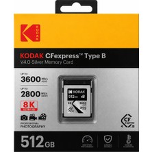 Kodak 512GB Cf Express Type B 4.0 Silver Hafıza Kartı (3600MB/S - 2800MB/S)