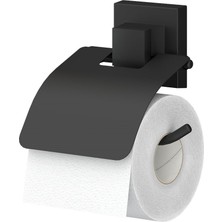 Tekno-tel Delme Vida Matkap Yok! Easyfıx Yapıskanlı Kapaklı Tuvalet Kağıtlık Mat Siyah Ef238
