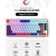 Rampage Clicky 75 Beyaz/lacivert/kırmızı Mekanik Hisli Rgb Q Membrane Oyuncu Klavyesi