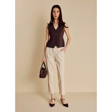 Brooks Brothers Bej Kadın Standart Fit Pantolon BBSS26FPT007