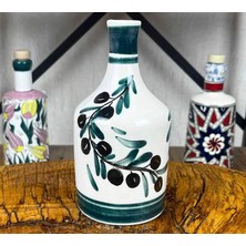 Çini Evi Zeytin Dalı Desenli El Işi Zeytinyağı Şişesi 410 ml