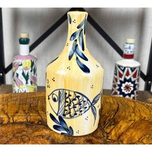 Çini Evi Balık Desenli El Işi Zeytinyağı Şişesi 410 ml