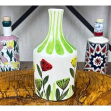 Çini Evi Renkli Çiçek Desenli El Işi Zeytinyağlık 410 ml
