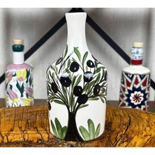 Çini Evi Zeytin Ağacı Desenli El Işi Zeytinyağı Şişesi 410 ml