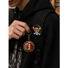 Fynbos One Piece 44 mm Rozet ve Şişe Açacaklı Anahtarlık 2'li Set Luffy Anime Aksesuarı
