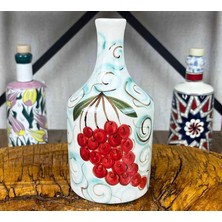 Çini Evi Üzüm Salkımı Desenli El Işi Zeytinyağı Şişesi 410 ml