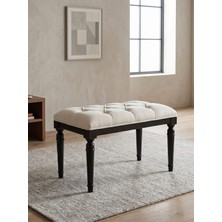 Kleinhaus Furniture Sarp Ahşap Bench, Kapitone Döşemeli Ahşap Bank, Çok Amaçlı Puf