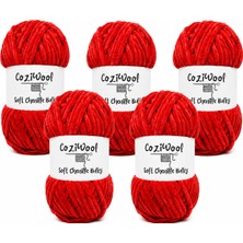 Kadife El Örgü Ipliği Soft Chenille Bulky 5'li Paket, 5X100 Gr. 120 Mt. %100 Mikro Polyester