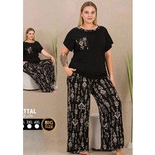 Lady Büyük Beden Kısa Kol Pijama Takımı Alt Üst