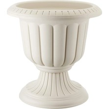 9,8 Litre Kırık Beyaz Nergis Saksı Ayaklı Mat Plastik Nergiz Kapıönü Balkon Bahçe Saksısı No1 Ø35X36CM