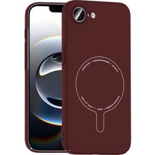 Case 4u Apple iPhone 17E Kılıf M-Safe Şarj Özellikli Kamera Korumalı  Elio Sert Pc Kapak Bordo