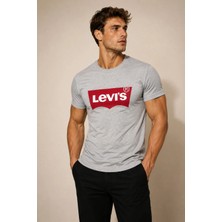 Levi's Saf Pamuk Standart Fit Graphic Set-In Neck Gri Erkek Tişört