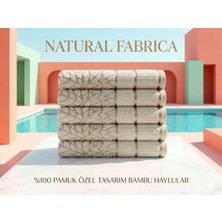 Nf Natural Fabrica %100 Pamuk Bambu Gold Detaylı Tasarım Çınar Nakışlı Banyo El Havlusu 6'lı Set