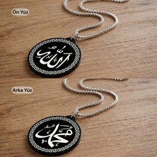 Keyf'ince Shopping Allah ve Hz Muhammed Lafzı Çift Taraflı Dikiz Aynası Süsü - Premium Piano Black Pleksi Klipsli Zincirli Araç Aksesuarı