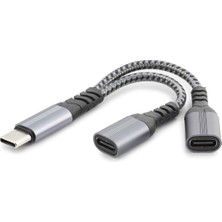 Skygo Type-C To 2 x Type-C F Kablo Car Şarj Siyah GJ-015