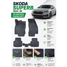 Solveks Skoda Superb  2024  Model Uyumlu 5d Araca Özel Oto Paspas Premium Serisi