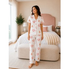 Ebru Tesettür Dreams Kısa Kol Pijama Takım Ekru